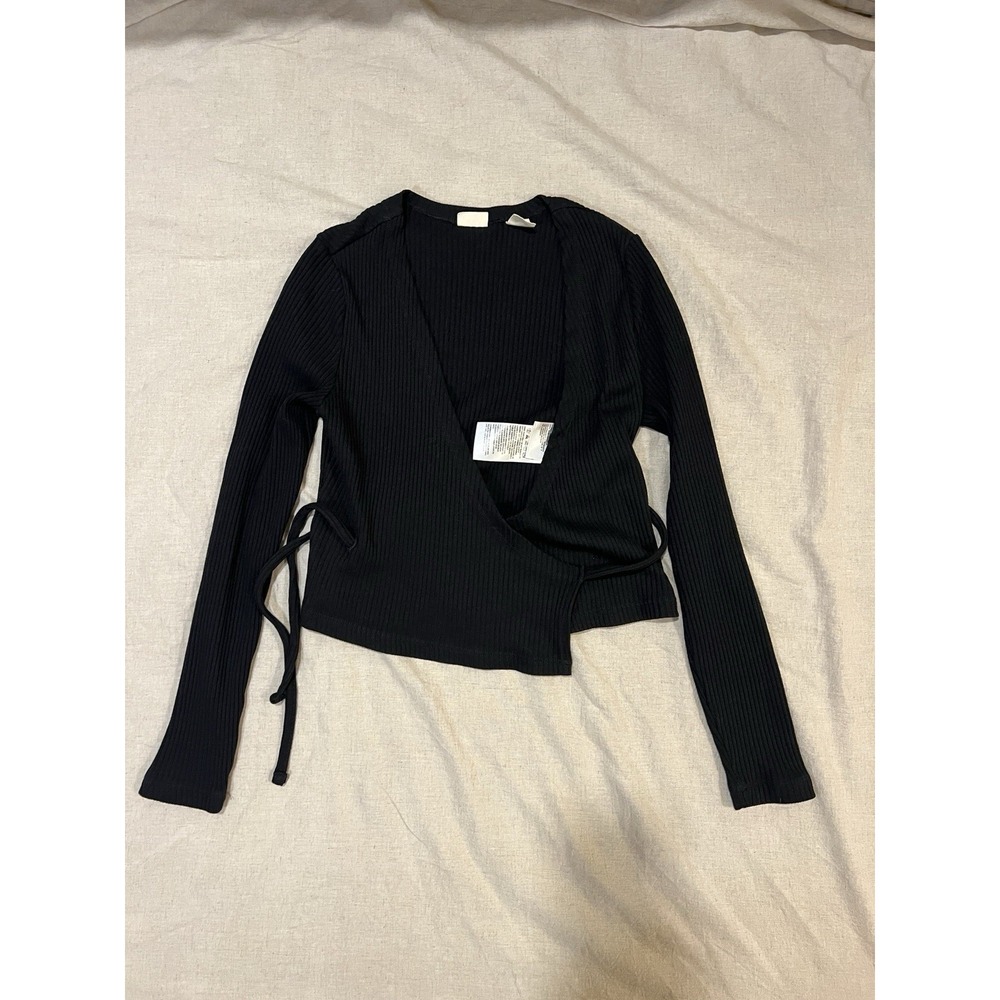 Levi's Women's Vetiver Ribbed 2 Piece Set Crop Mockneck Tank & Wrap Top Black S - Picture 4 of 9